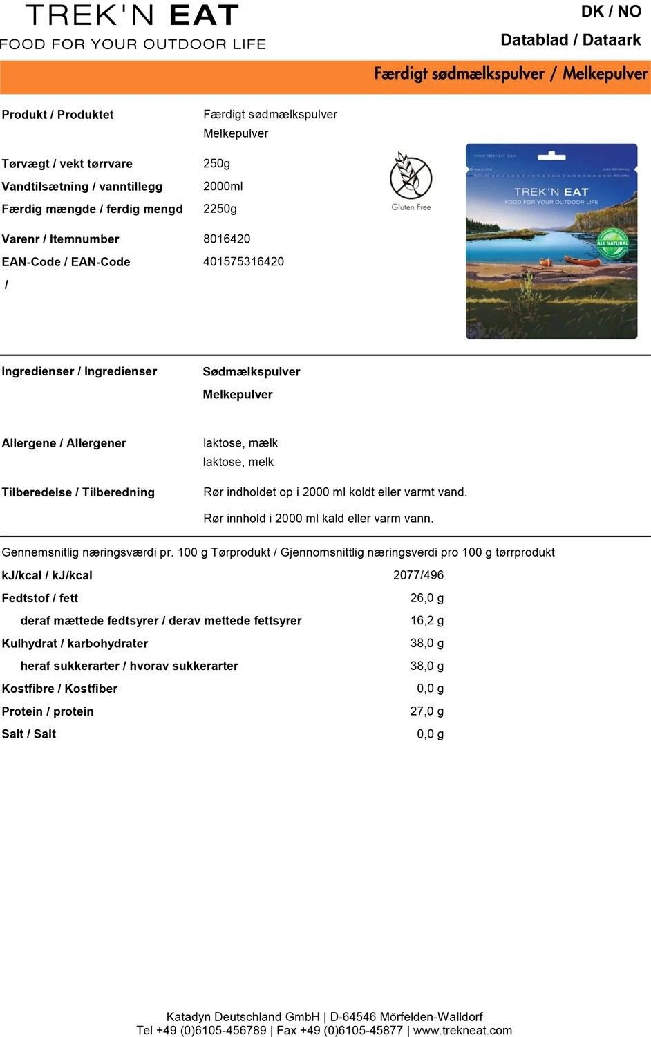 Trek'n Eat Sødmælkspulver - Billede 2