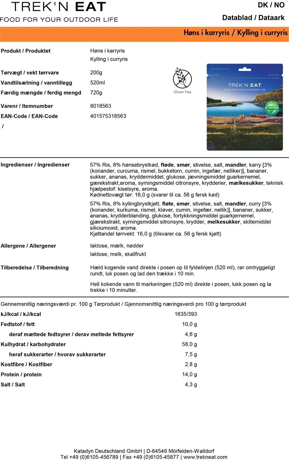 Trek'n Eat Kylling I Karry - Billede 2